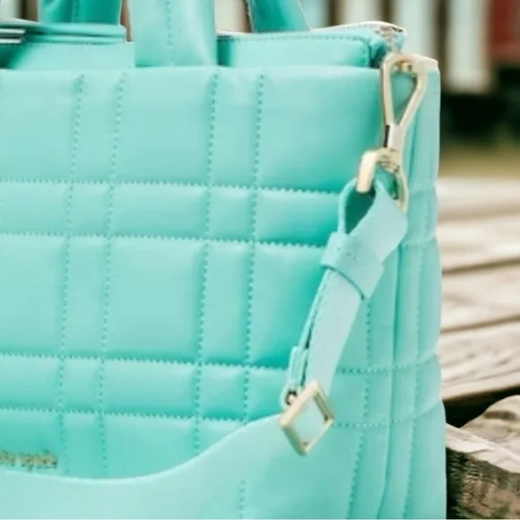 Kate Spade Softwhere Mini Tote in Summer Rain Quilted Leather Bag With Duster - Picture 5 of 11